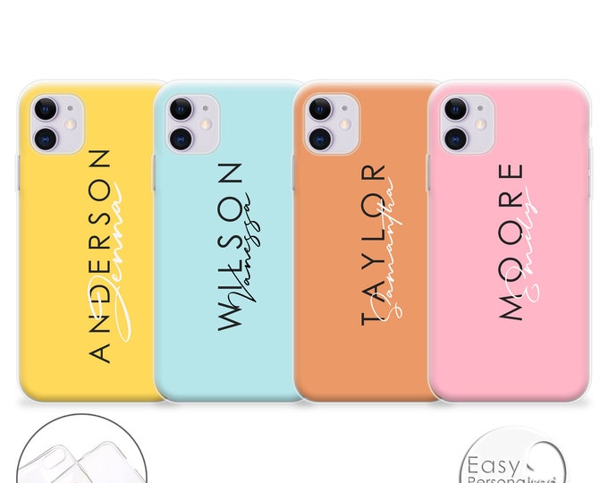 Personalised Phone case iPhone 16 pink custom name initials phone silicone cover iPhone 5s SE 6 6s Plus 7 8 X Xs max Xr 11 Pro MAX
