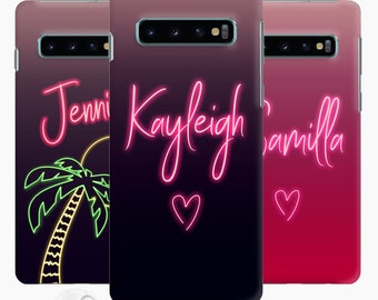 Personalized Neon Name Phone Case: Hard Cover for Samsung Galaxy