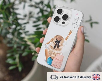 女の子の名前入りiPhoneケース、カスタムクリアシリコン製スマホケース、ミニマルな美的カバー、彼女へのギフト、1日で発送