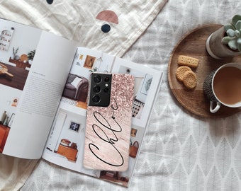 Personalised phone case for Samsung with initials and custom name soft silicone Galaxy S7 S8 S9 Plus S10e S22 23 24 Plus Ultra