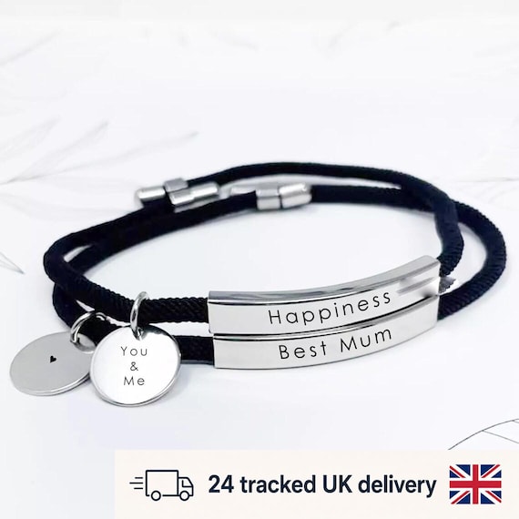 Engravable Leather Bracelet: Personalized Text, Minimalist Jewelry