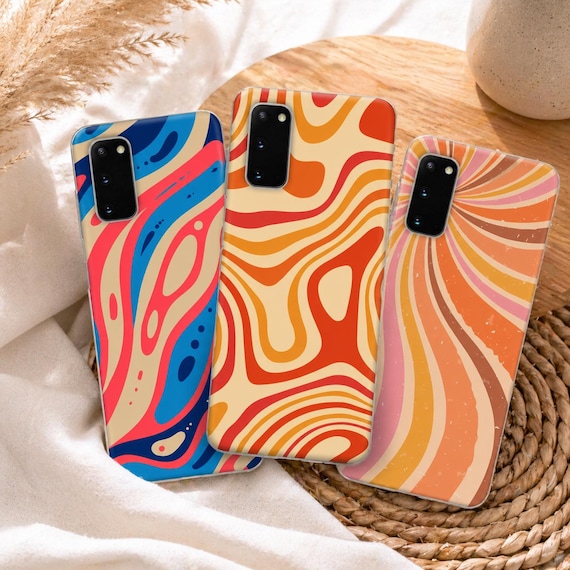 Personalized Retro Swirl Samsung Case, Custom Name Phone Case, 70s Aesthetic Case, Groovy Phone Case, Gift for Her, Samsung Galaxy Case