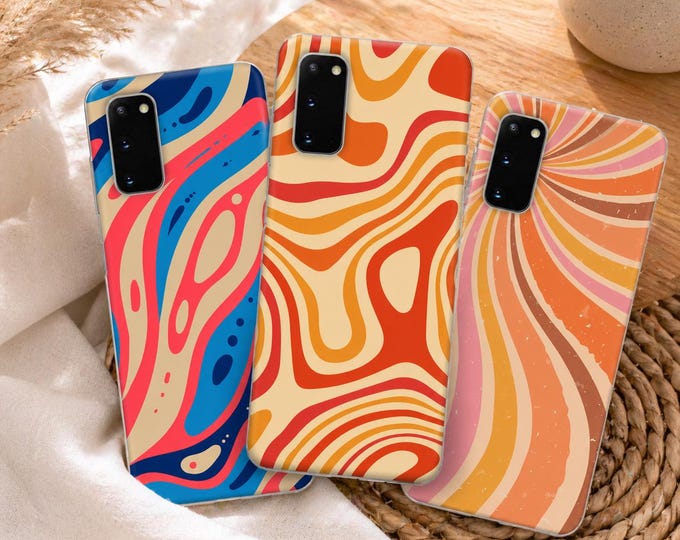 Personalized Retro Swirl Samsung Case, Custom Name Phone Case, 70s Aesthetic Case, Groovy Phone Case, Gift for Her, Samsung Galaxy Case