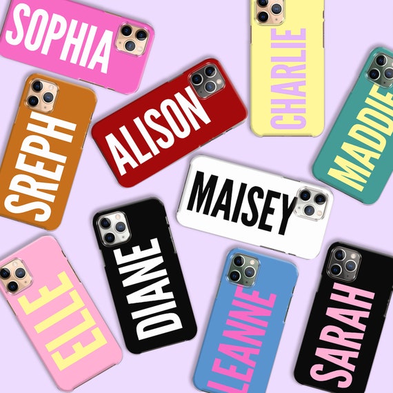 Personalized Hard Plastic Phone Case: Custom Name, Glitter Design