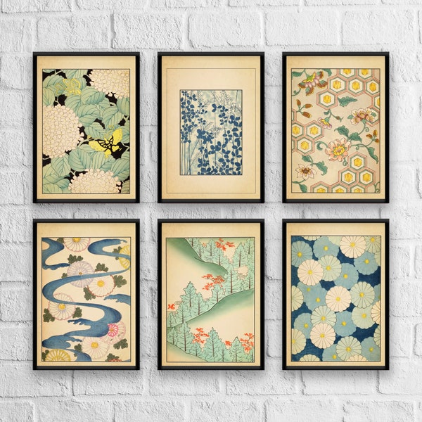 Affiche japonaise vintage de décoration d'art murale | A1/A2/A3/A4/A5 encadré/non encadré | Impression d'art motif botanique japonais 1902 Shin Bijutsukai