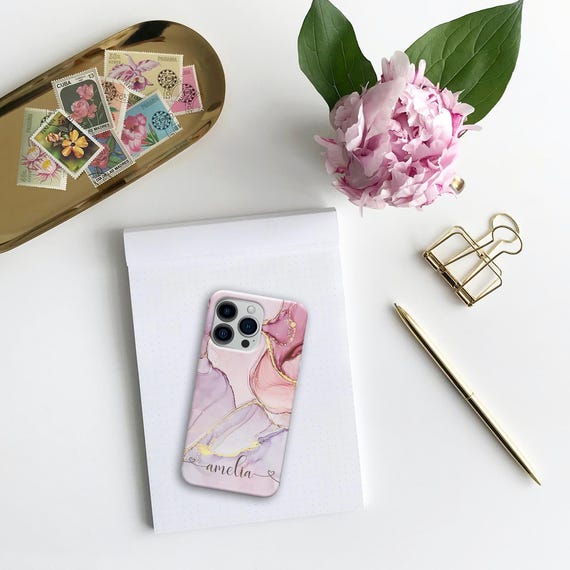 Personalized Watercolor Marble iPhone Case: Initialed Silicone Cover