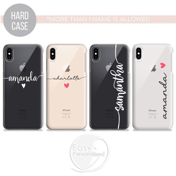 Personalized Name iPhone Case: Hard Plastic Cover, Peach Glitter Design