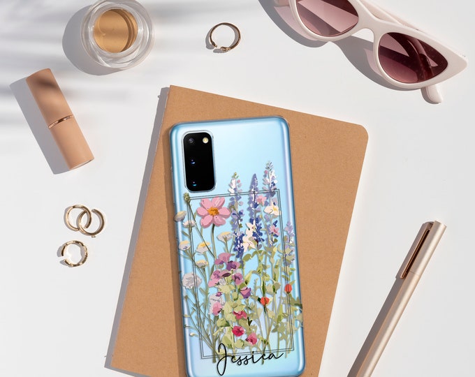 Personalised phone case for Samsung with initials and custom name soft silicone Galaxy S7 S8 S9 Plus S10e S22 23 24 Plus Ultra