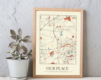 Custom Map Print & Frames | Where We First Met Where It All Began | Personalised Gift Location Home Wedding Anniversary Him Her