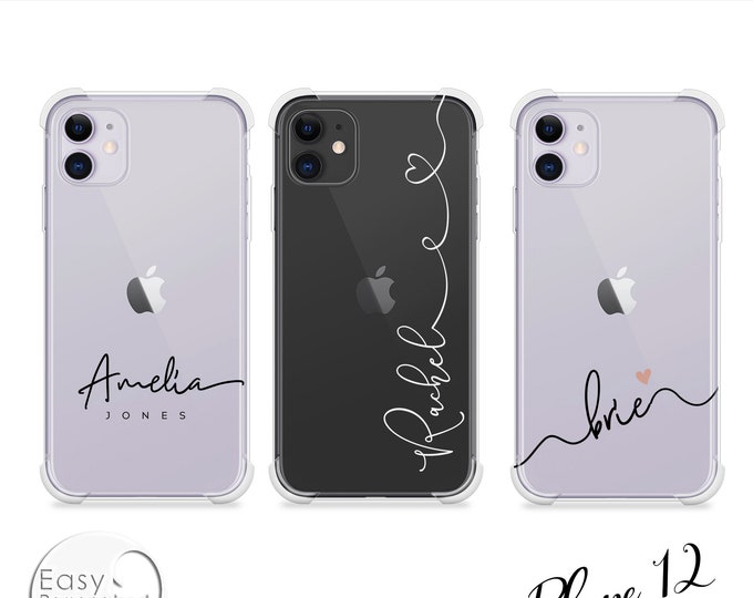 Personalised Name Phone shockproof slim transparent phone case cover for iPhone 11 Pro Max X XR XS Max 12 Pro MaxFather's Day
