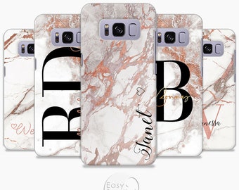 Personalised Marble initial phone case custom name monogram hard phone cover for Samsung Galaxy S7 S8 S9 S10 + S20Father's Day