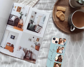Personalized Photo Collage Phone Case: Custom Initials Silicone Cover