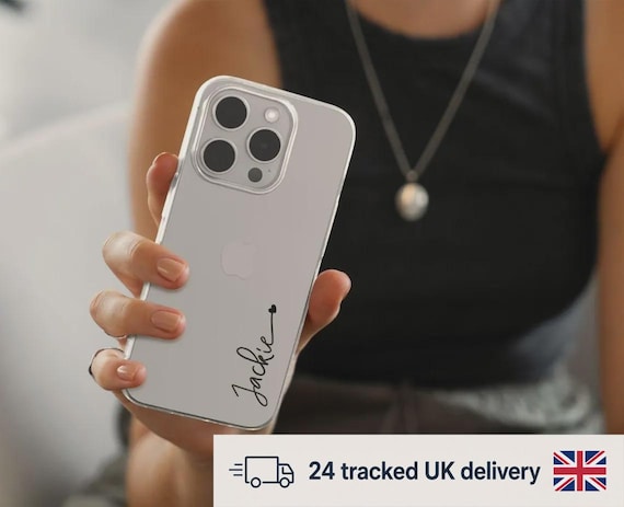 Personalized iPhone Case with Name, Custom Clear Silicone Phone Case, Minimalist Aesthetic Cover, Gift for Her, Ship 1 DAY