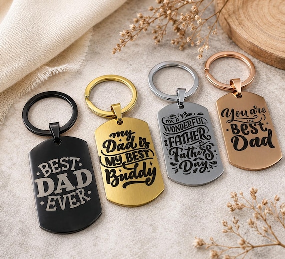 Custom Photo & Text Engraved Keychain – 4 Colors