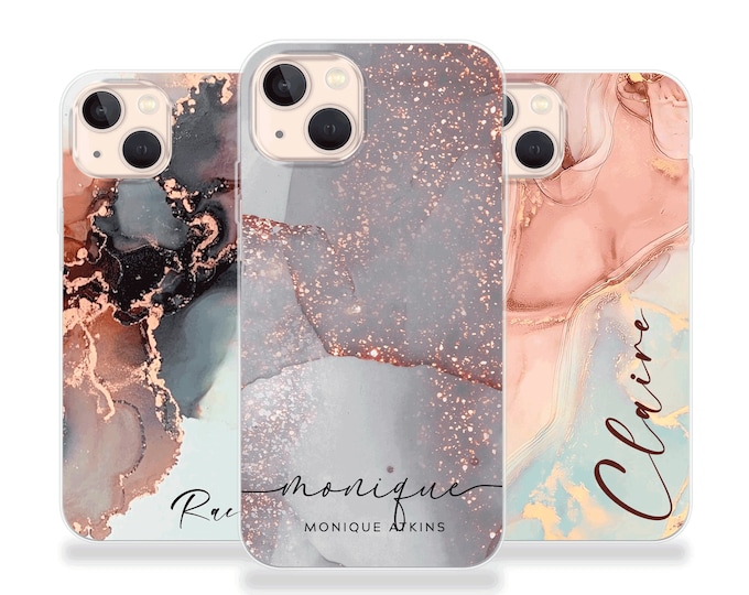 Personalised Phone case iPhone 16 marble custom name initials phone silicone cover iPhone 7 8 X Xs max Xr 11 Pro MAXFather's Day
