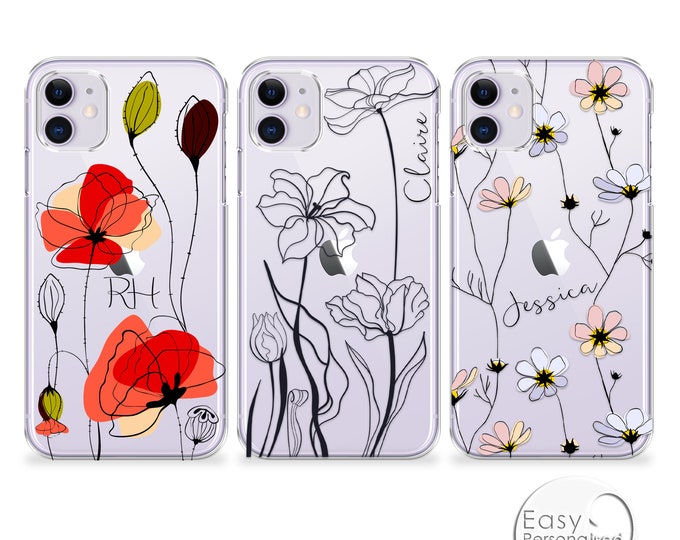 PERSONALISED phone case name initial hard plastic phone floral case cover for apple iphone 5 5s 6 7 8 11 Pro Xs XR Xs MAX 12 Pro Max Mini
