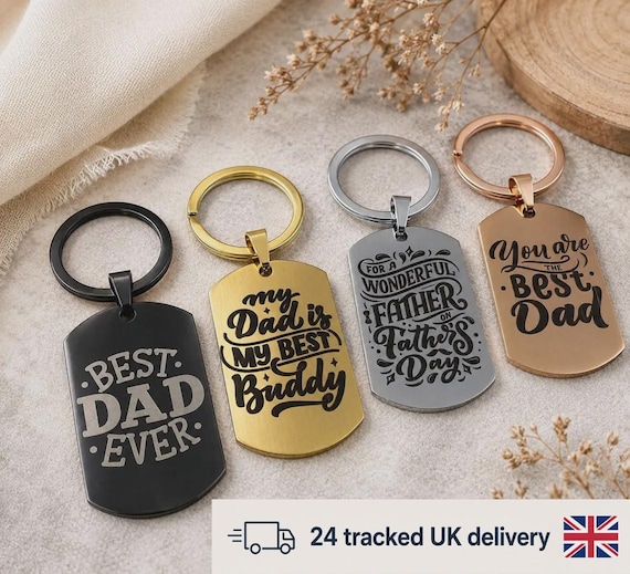 Custom Photo & Text Engraved Keychain – 4 Colors