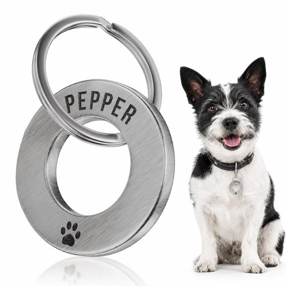 Сustom Pet ID Tag, Engraved Personalized Dog Tag, Stainless Steel or Brass Cat Name Tag, Custom Puppy Collar Tag, Pet Safety Tag