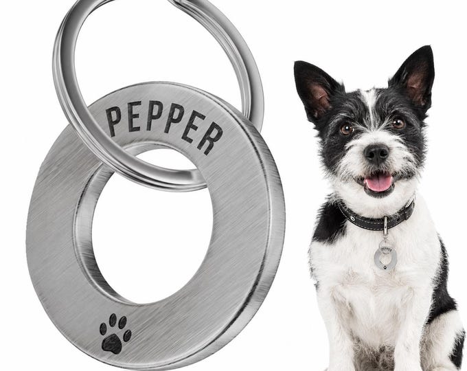 Сustom Pet ID Tag, Engraved Personalized Dog Tag, Stainless Steel or Brass Cat Name Tag, Custom Puppy Collar Tag, Pet Safety Tag