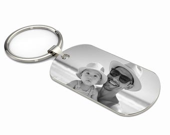 Custom Photo Keychain for Dad | Engraved Metal Keyring