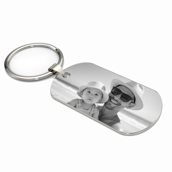 Custom Photo Keychain for Dad | Engraved Metal Keyring
