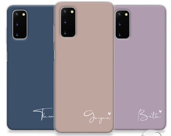 Personalised phone case for Samsung pastel colours with initials and custom name soft silicone Galaxy S7 S8 S9 Plus S10eFather's Day