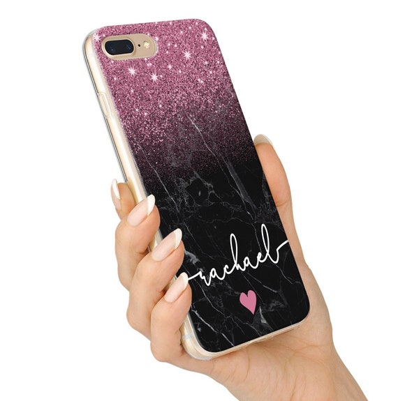 Funda Personalizada Con Nombre Antigolpe Transparente con Purpurina Brillo  - Fundas personalizas para Móvil