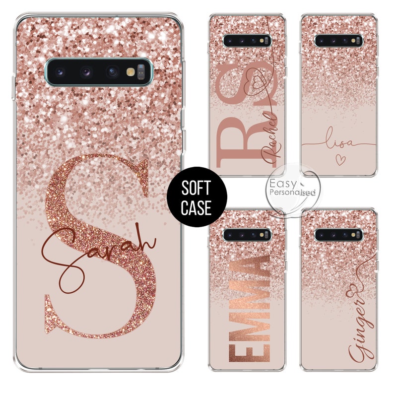 Personalised phone case for Samsung with initials and custom name soft silicone brick cover Galaxy S7 S8 S9 Plus S10e S20 S20+ S20 Ultra 