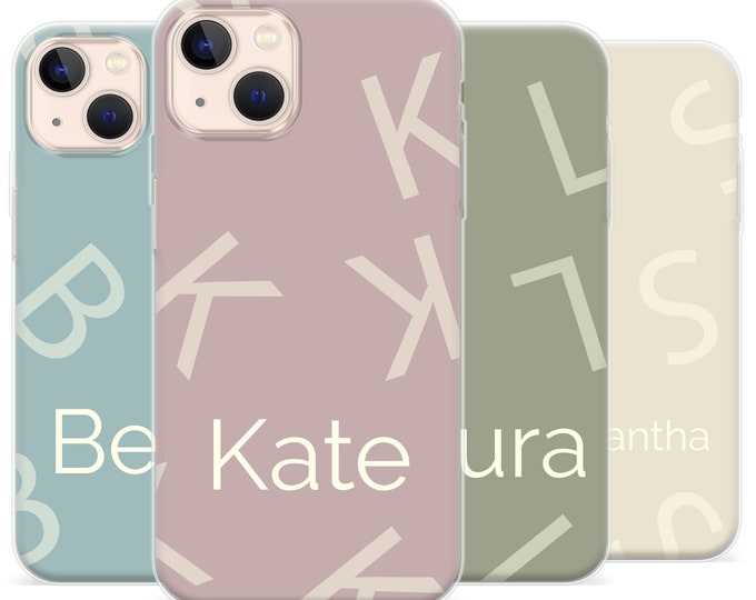 Personalised Phone case iPhone 16 pastel colour custom name initials phone silicone cover iPhone 5s SE 6 6s Plus 7 8 X Xs max Xr 11 Pro MAX