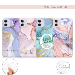 Personalised Phone case iPhone 11 watercolour marble name initials phone silicone cover iPhone X Xs max Xr 11 Pro MAX Christmas gift