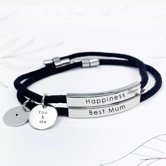 Engravable Leather Bracelet: Personalized Text, Minimalist Jewelry