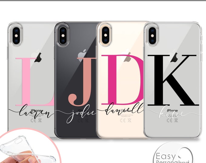 PERSONALISED phone case 16 soft silicone initials name  cover for apple iphone SE 2020 6s Plus 7 8 X Xs max Xr 11 Pro Max iPhone 12 Pro Max