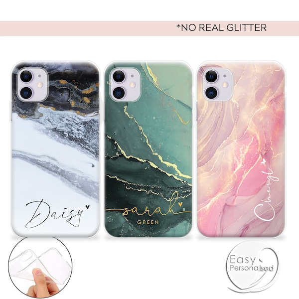 Personalised Phone case iPhone 12 marble custom name initials phone silicone cover iPhone  X Xs max Xr 11 Pro MAX Christmas gift