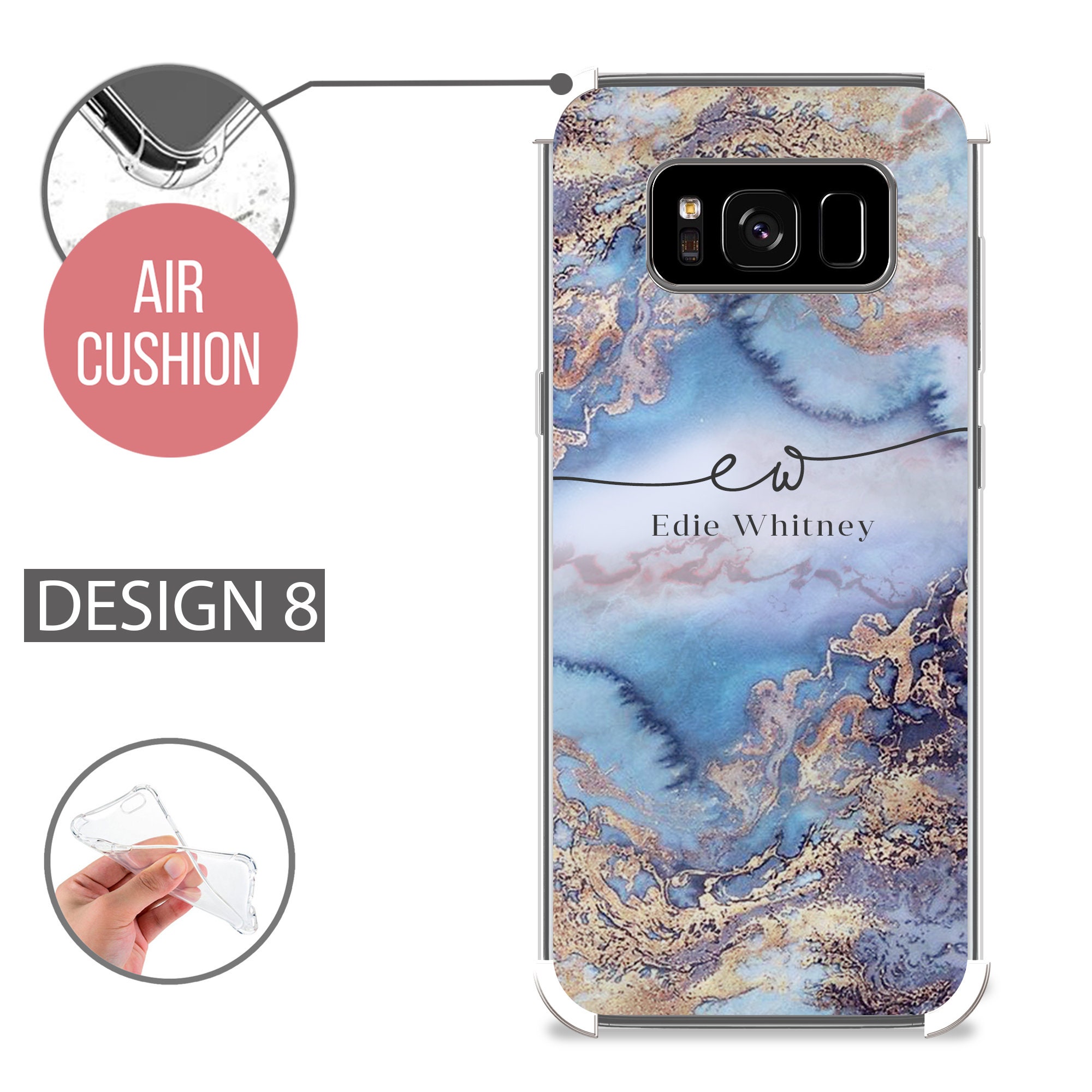 PERSONALIZED phone case initials custom name shockproof marble | Etsy