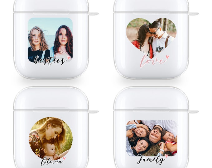 PERSONALISED AirPods Pro case single photo clear silicone for Apple headphones for herFather's Day