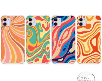 Personalised Name Phone iPhone 12 shockproof soft groovy cases summer 60' cover for Apple iPhone 11 Pro Max 6 SE 2020 7 8 Plus X XR XS Max