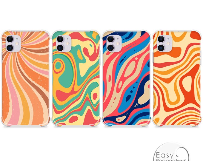 Personalised Name Phone iPhone 12 shockproof soft groovy cases summer 60' cover for Apple iPhone 11 Pro Max 6 SE 2020 7 8 Plus X XR XS Max