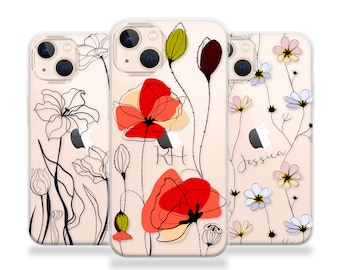 Personalized Floral iPhone Case: Custom Name Initial Silicone Cover
