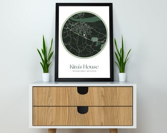 Personalised wedding print & frame gift for anniversaries, engagements, or home decor. Minimalist map design