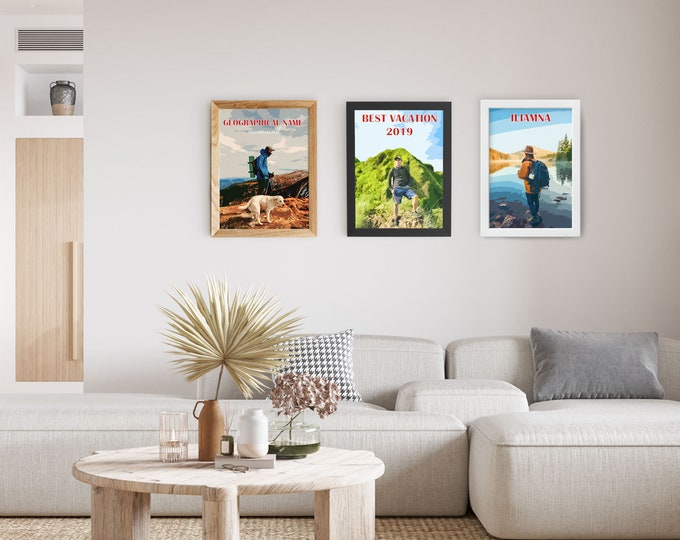 Your Photos As Custom Vintage Travel Posters A4 A5Father's Day