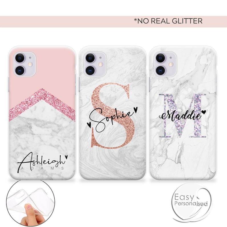 Marble phone case PERSONALISED initial name silicone cover for apple iphone 5 5s SE 6 6s Plus 7 8 X Xs max Xr 11 Pro Max 12 Pro Max Mini 