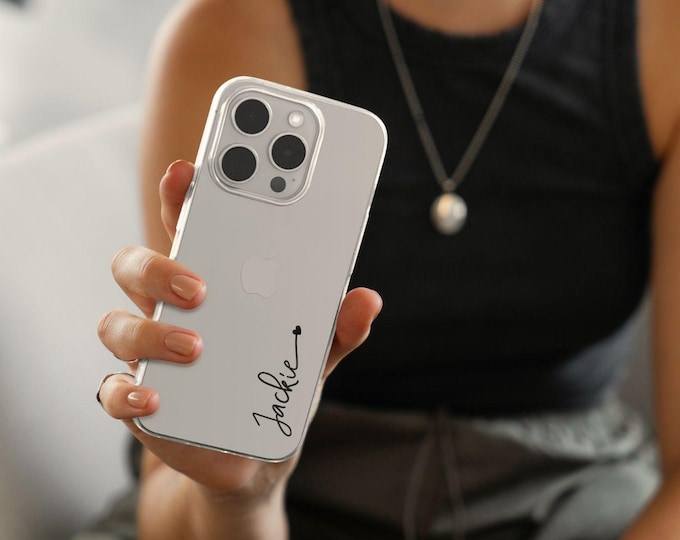 Personalized iPhone Case with Name, Custom Clear Silicone Phone Case, Minimalist Aesthetic Cover, Gift for Her, Ship 1 DAY
