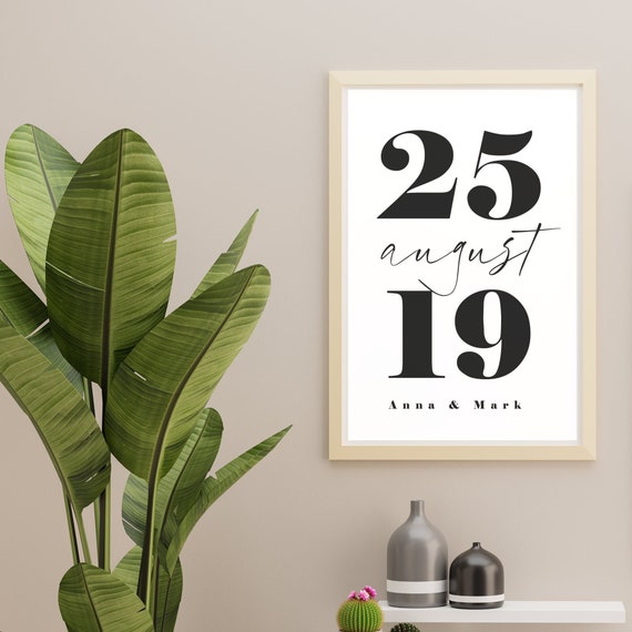 Personalized Wedding Date Print: Minimalist Home Wall Art