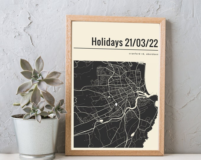 Custom Map Print & Frames | Where We First Met Where It All Began | Personalised Gift Location Home Wedding Anniversary blackFather's Day