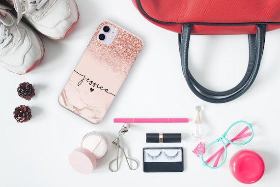 Personalized Glitter Initial Hard Plastic Phone Case