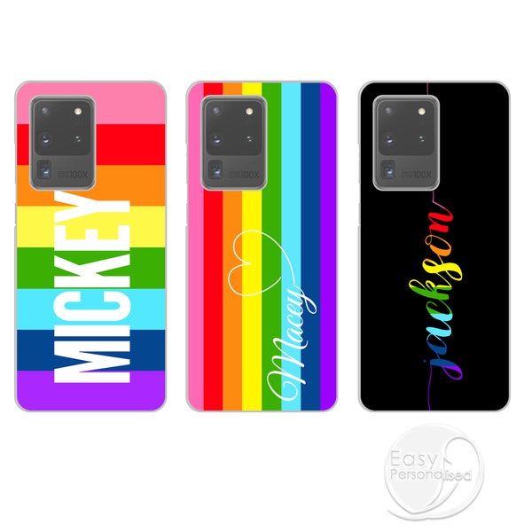 Personalised initial phone case with rainbow name LGBTQ Pride hard cover for Samsung Galaxy S7 EDGE S8 S9 S10 S10+ S20