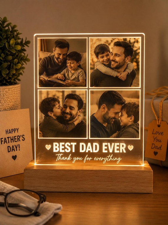 Personalized Acrylic Photo Frame with LED Light Base, Custom Picture Lamp, Photo Collage Night Light, Anniversary Gift, Wedding Gift