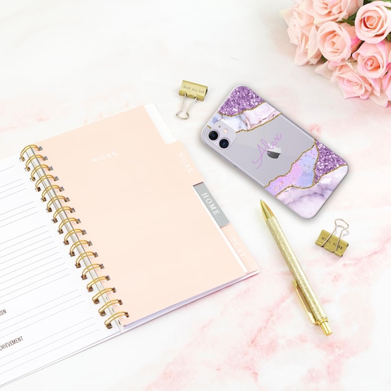 Personalized Marble iPhone Case: Custom Name Initial Silicone Cover