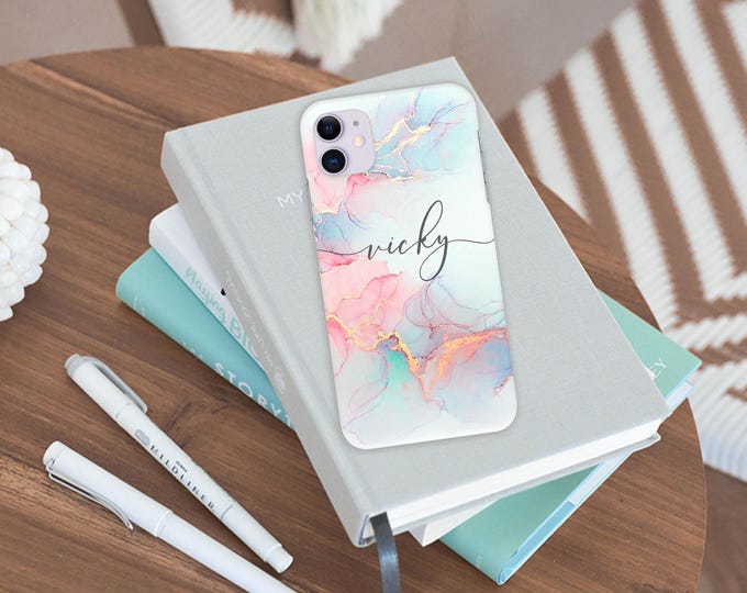 PERSONALISED phone case 16 initials name silicone watercolour marbled cover for apple iphone 13 Pro max 11 Pro Max 12 Pro MaxFather's Day