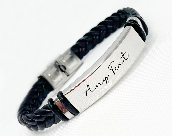 Personalised Mens Bracelet Engraved Bracelets Gift for Him Customised Monogram, Birthday, Wedding, Gift for Dad Father's Day Gift